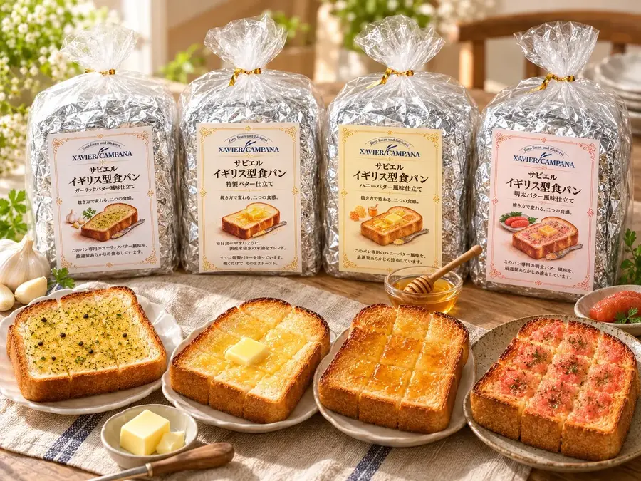 【アソートセット】トースト食パン　特製バター、ハニーバター、ガーリックバター、明太バター　各1斤X4種セット